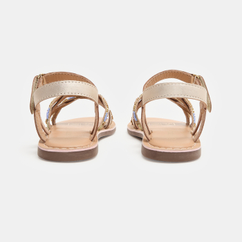 صنادل بأشرطة جلدية مضفرة لامعة للفتيات